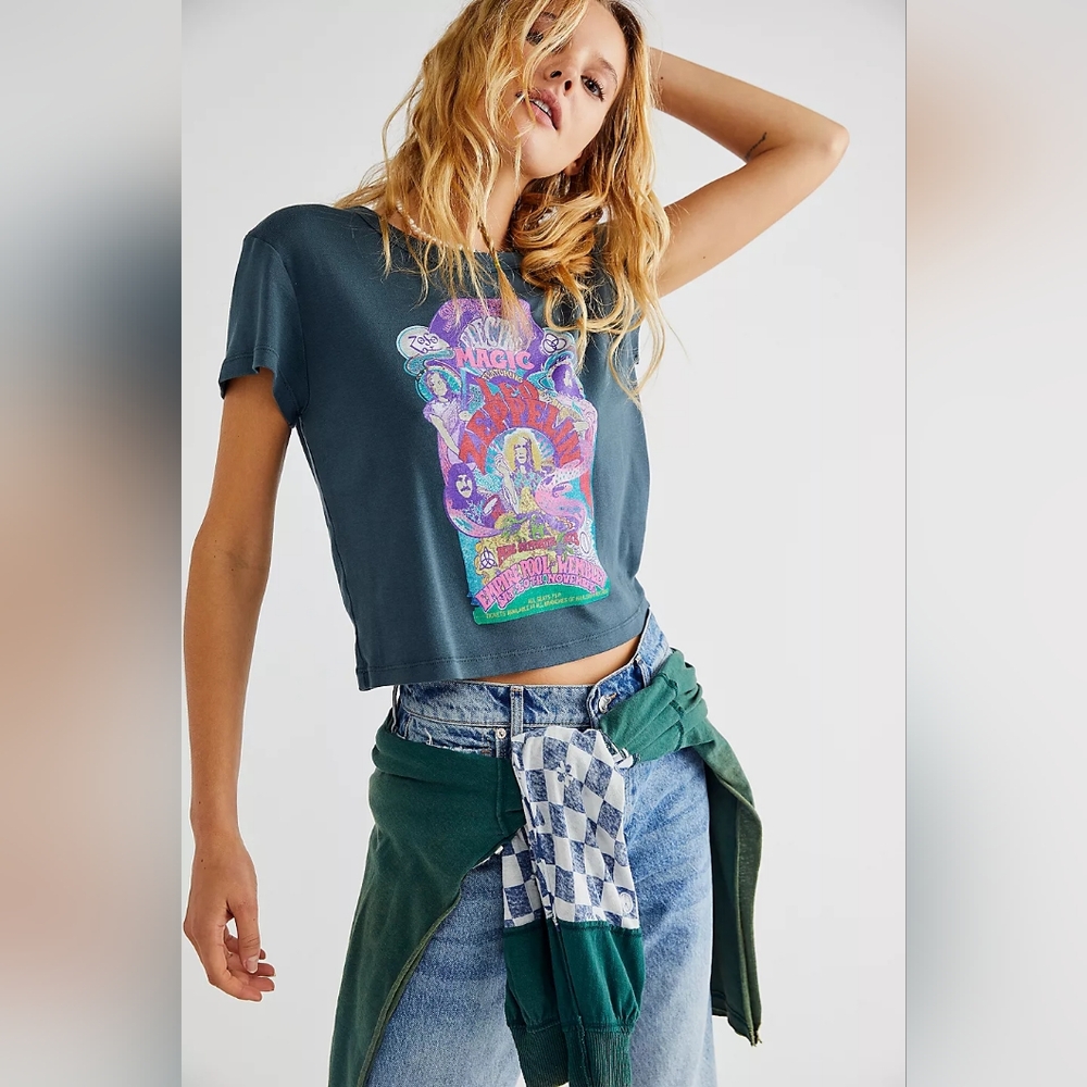 Free People Daydreamer Led Zeppelin Electric Magic Shrunken Tee Size XS
